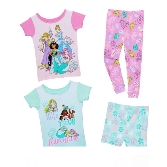 Disney Other - NEW Girl’s Disney Princess 4-piece Pajamas set -pink/mint